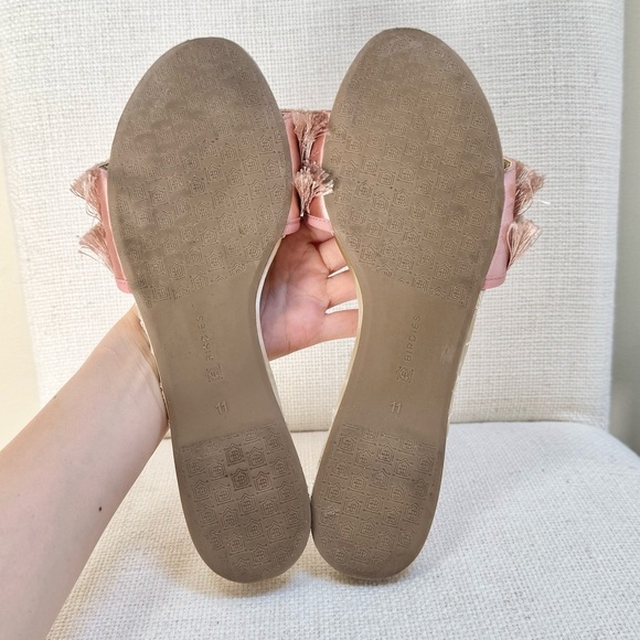 BIRDIES The Sparrow Blush Pink Fringe Slides Sandals Size 11 - Picture 15 of 16